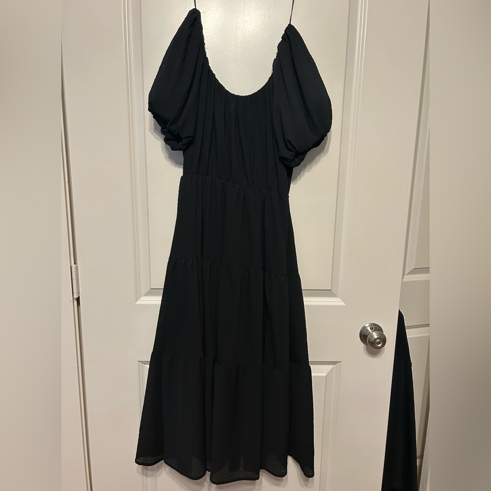 ASTR black dress off shoulder or bubble shoulder